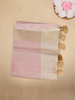 Baby Pink Checked Woven Tissue Saree with Zari Border