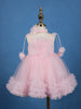 Baby Pink Floral Embellishment Design Net Frock