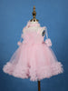 Baby Pink Floral Embellishment Design Net Frock