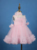 Baby Pink Floral Embellishment Design Net Frock