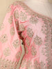 Baby Pink Floral Embroidered Banarasi Silk Lehenga with Dupatta