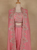 Baby Pink Floral Embroidered Design Georgette Skirt Top with Dupatta