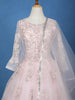 Baby Pink Floral Embroidered Design Net Ball Gown