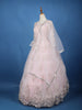 Baby Pink Floral Embroidered Design Net Ball Gown