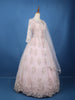 Baby Pink Floral Embroidered Design Net Ball Gown