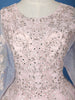 Baby Pink Floral Embroidered Design Net Ball Gown