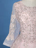 Baby Pink Floral Embroidered Design Net Ball Gown