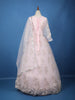Baby Pink Floral Embroidered Design Net Ball Gown