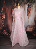 Baby Pink Floral Embroidered Design Net Gown with Ruffle Dupatta