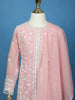 Baby Pink Floral Embroidered Georgette Kids Palazzo Suit