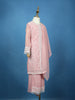 Baby Pink Floral Embroidered Georgette Kids Palazzo Suit