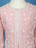Baby Pink Floral Embroidered Georgette Kids Palazzo Suit