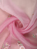 Baby Pink Floral Embroidered Organza Saree with Scallop Border