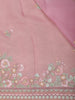 Baby Pink Floral Embroidered Organza Saree with Scallop Border