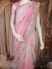 Baby Pink Floral Embroidered Organza Saree with Scallop Border