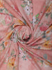 Baby Pink Floral Printed Design Chiffon Fancy Saree with Designer Border