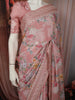 Baby Pink Floral Printed Design Chiffon Fancy Saree with Designer Border