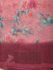 Baby Pink Floral Printed Design Linen Cotton Saree