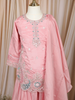 Baby Pink Floral Thread and Sequins Embroidered Design Tissue Silk Kids Palazzo Suit