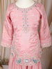 Baby Pink Floral Thread and Sequins Embroidered Design Tissue Silk Kids Palazzo Suit