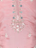 Baby Pink Floral Thread and Sequins Embroidered Design Tissue Silk Kids Palazzo Suit