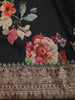 Classic Black Floral Printed Design Pure Tussar Fancy Saree with Designer Border