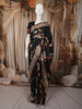 Classic Black Floral Printed Design Pure Tussar Fancy Saree with Designer Border