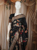 Classic Black Floral Printed Design Pure Tussar Fancy Saree with Designer Border