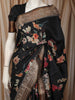 Classic Black Floral Printed Design Pure Tussar Fancy Saree with Designer Border