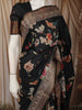 Classic Black Floral Printed Design Pure Tussar Fancy Saree with Designer Border