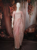 Baby Pink Floral Vine Embroidered Design Chiffon Fancy Saree with Scalloped Border