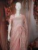 Baby Pink Floral Vine Embroidered Design Chiffon Fancy Saree with Scalloped Border