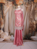 Baby Pink Floral Woven Design Silk Palazzo Suit with Dupatta