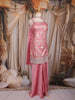 Baby Pink Floral Woven Design Silk Palazzo Suit with Dupatta