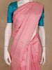 Baby Pink Floral Woven Pure Kanchipuram Silk Saree