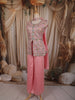 Baby Pink Floral Zari Embroidered Design Georgette Palazzo Suit with Dupatta