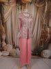 Baby Pink Floral Zari Embroidered Design Georgette Palazzo Suit with Dupatta