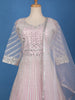 Baby Pink Geometric Embroidered Design Net Gown