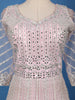 Baby Pink Geometric Embroidered Design Net Gown