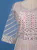 Baby Pink Geometric Embroidered Design Net Gown