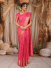 Baby Pink Geometric Zari Woven Design Pure Kanchipuram Silk Bridal Saree with Matching Floral Zari Border