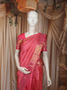 Baby Pink Geometric Zari Woven Design Pure Kanchipuram Silk Bridal Saree with Matching Floral Zari Border