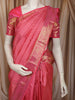 Baby Pink Geometric Zari Woven Design Pure Kanchipuram Silk Bridal Saree with Matching Floral Zari Border