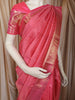 Baby Pink Geometric Zari Woven Design Pure Kanchipuram Silk Bridal Saree with Matching Floral Zari Border