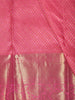 Baby Pink Geometric Zari Woven Design Pure Kanchipuram Silk Bridal Saree with Matching Floral Zari Border