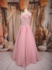 Baby Pink Glitter Embellished Design Net Ball Gown