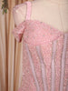 Baby Pink Glitter Embellished Design Net Ball Gown