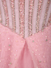 Baby Pink Glitter Embellished Design Net Ball Gown