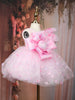 Baby Pink Heart Sequins Design Net Frock With Oversized Bow
