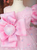 Baby Pink Heart Sequins Design Net Frock With Oversized Bow